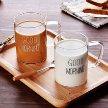 Load image into Gallery viewer, 450ml Creative Glass Coffee Milk Mug Good Morning Breakfast Cup Cocktail Mugs For Gift

