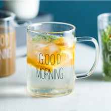 Load image into Gallery viewer, 450ml Creative Glass Coffee Milk Mug Good Morning Breakfast Cup Cocktail Mugs For Gift
